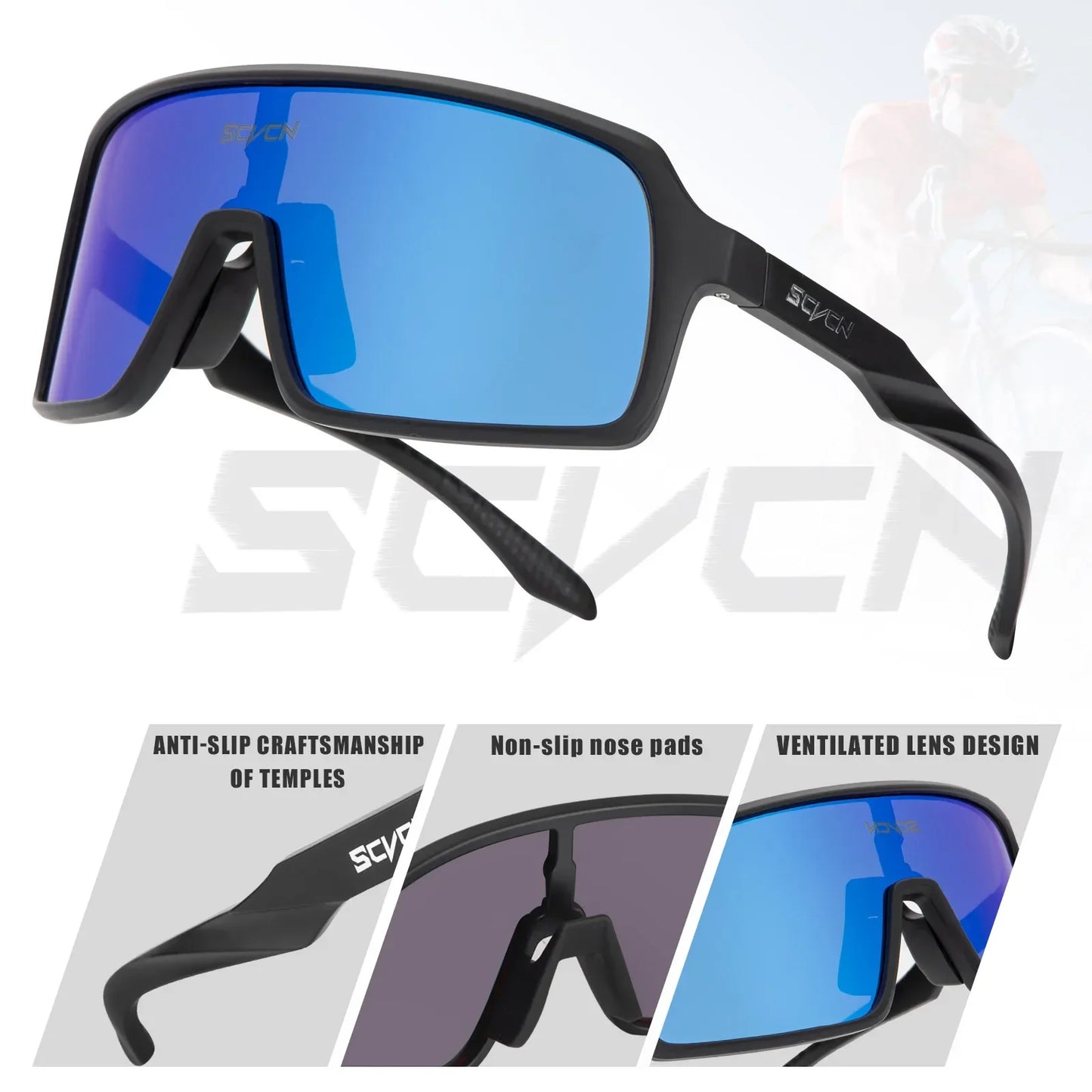 Lentes de sol SCVCN, Ciclismo de montaña o de carretera, Running, Padel, Trekking, Esqui, Pesca, Golf, deportes al aire libre.