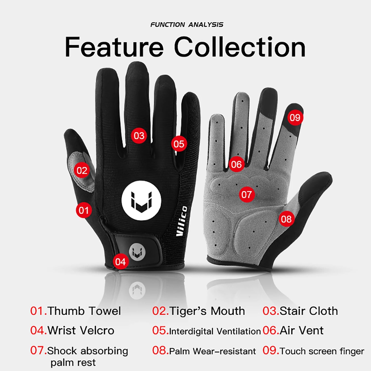 Guantes de Ciclismo, Running, Senderismo, Trekking y otros deportes al aire libre