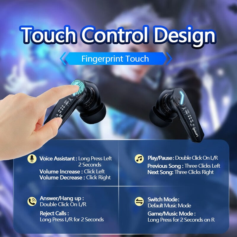 100% original Audífonos Inalámbricos Gamer Lenovo Thinkplus Gm2 Pro HD Call Dual Mode Gaming Headset With Mic