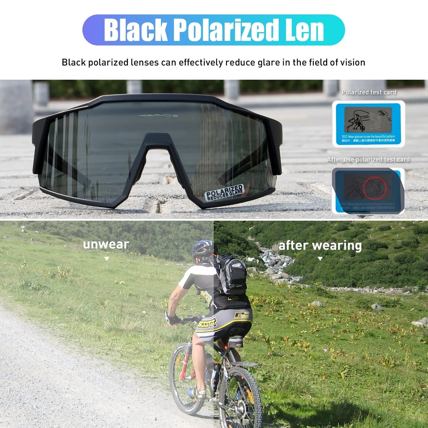 Lentes Kapvoe protección UV400, polarizadas para ciclismo de montaña, ciclismo carretera, running, Trekking , Padel, deportes al aire libre para hombre y mujer