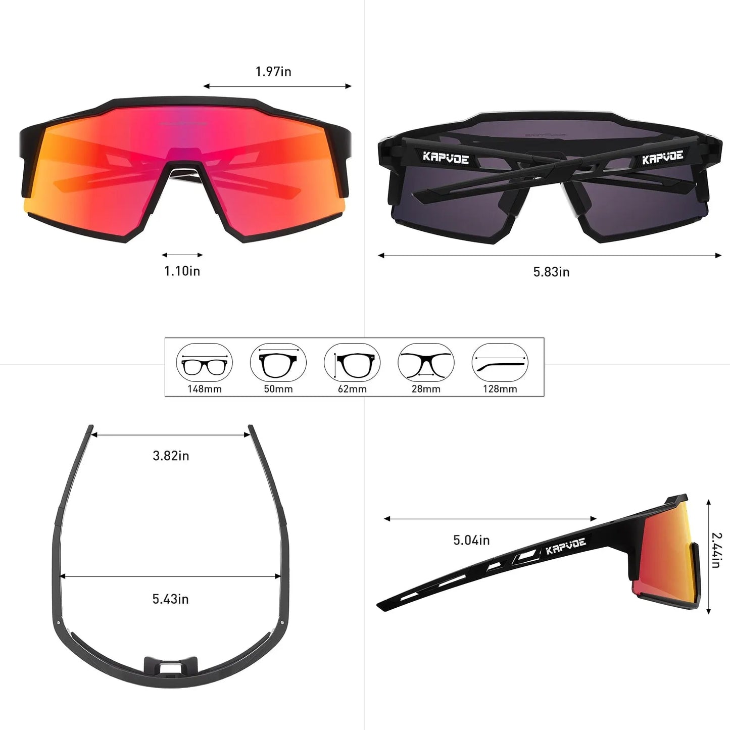Lentes Kapvoe protección UV400, polarizadas para ciclismo de montaña, ciclismo carretera, running, Trekking , Padel, deportes al aire libre para hombre y mujer