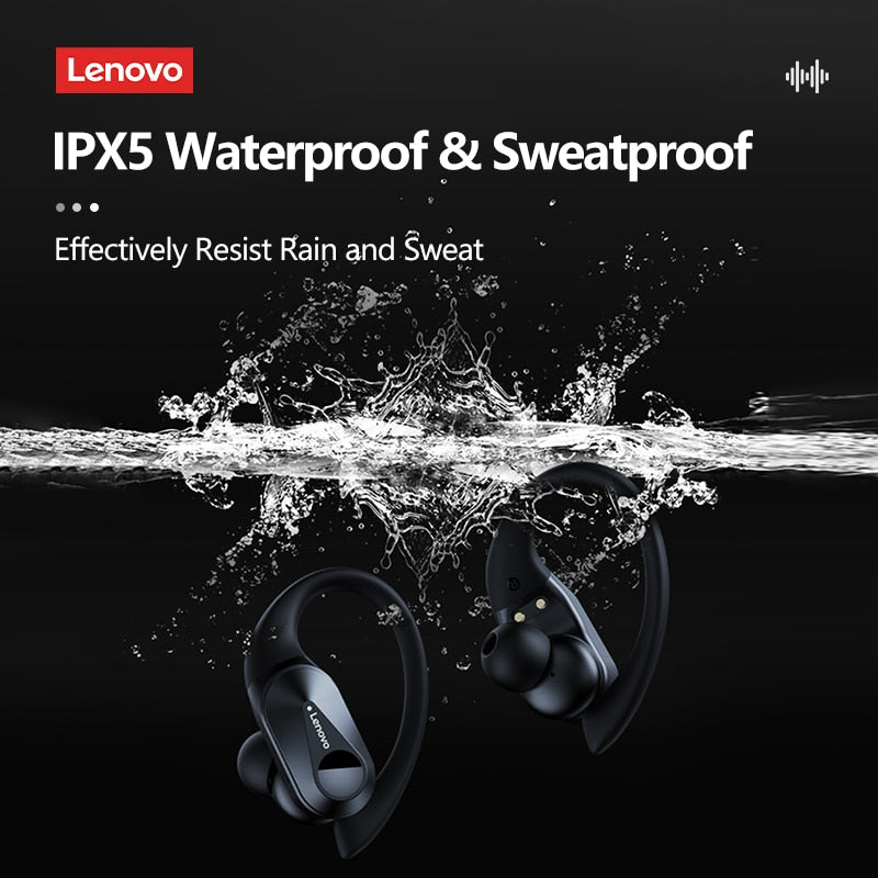 Audífonos Lenovo Deportivos Inalámbricos LP75, con Micrófono, Resistentes al Agua, Reducción del Ruido, Estéreo de Alta Fidelidad, Bluetooth 5.3