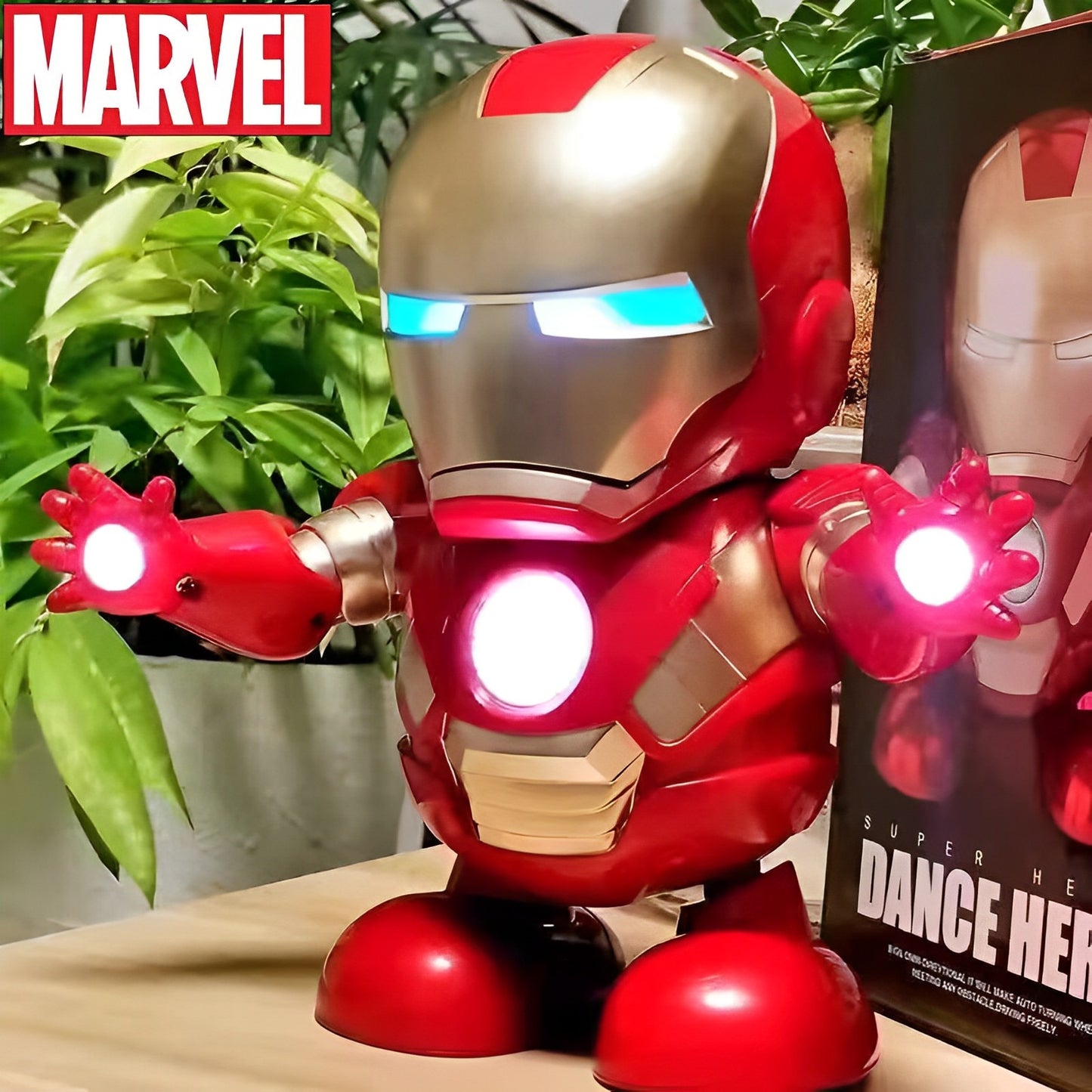 Robot bailarin "Los héroes de Marvel The Avengers " Cada Heroe tiene cuatro canciones, iluminación y baile.